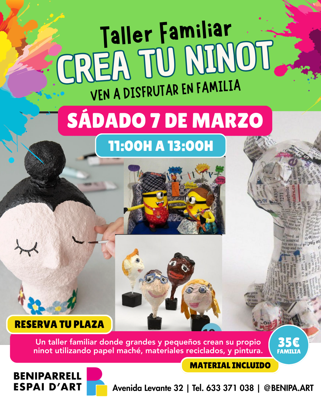 Taller familiar crea tu ninot con papel maché y materiales reciclados