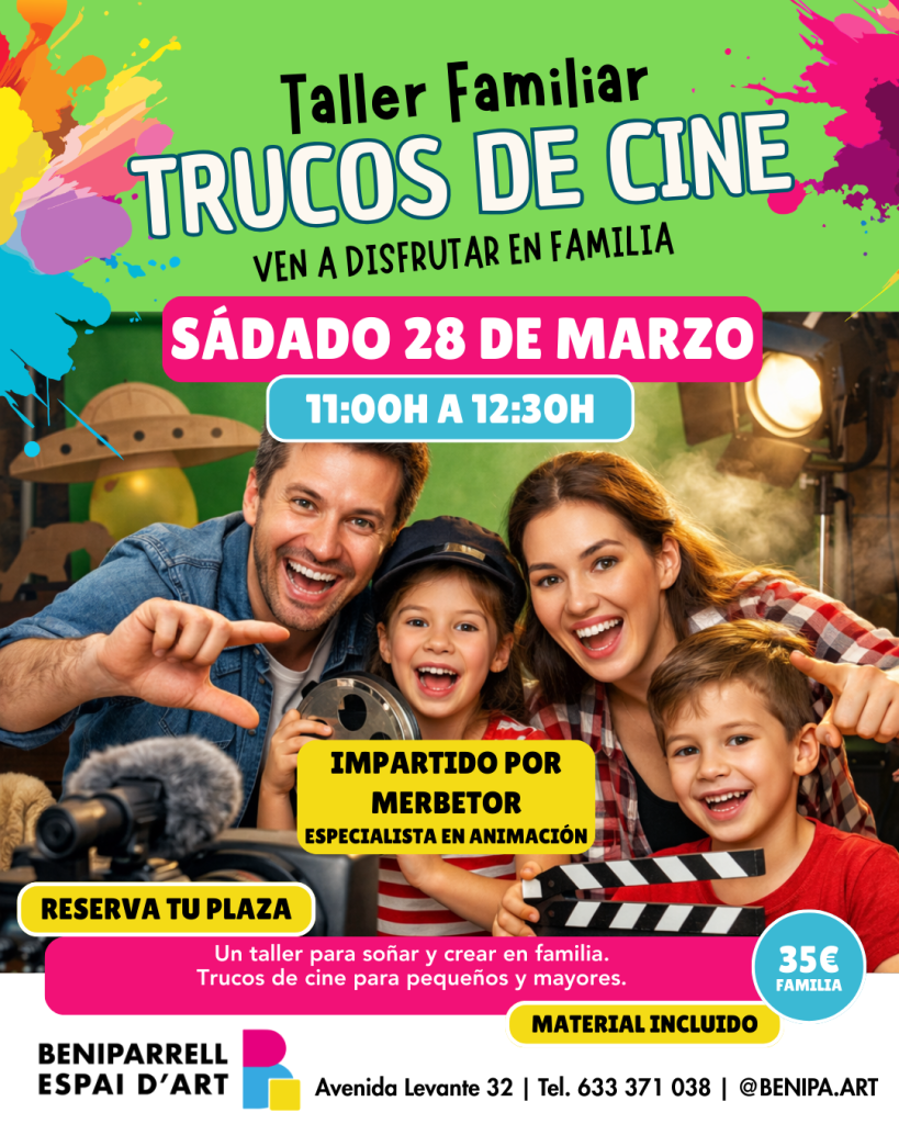 Taller familiar trucos de cine aprendiendo animación y grabación creativa en familia